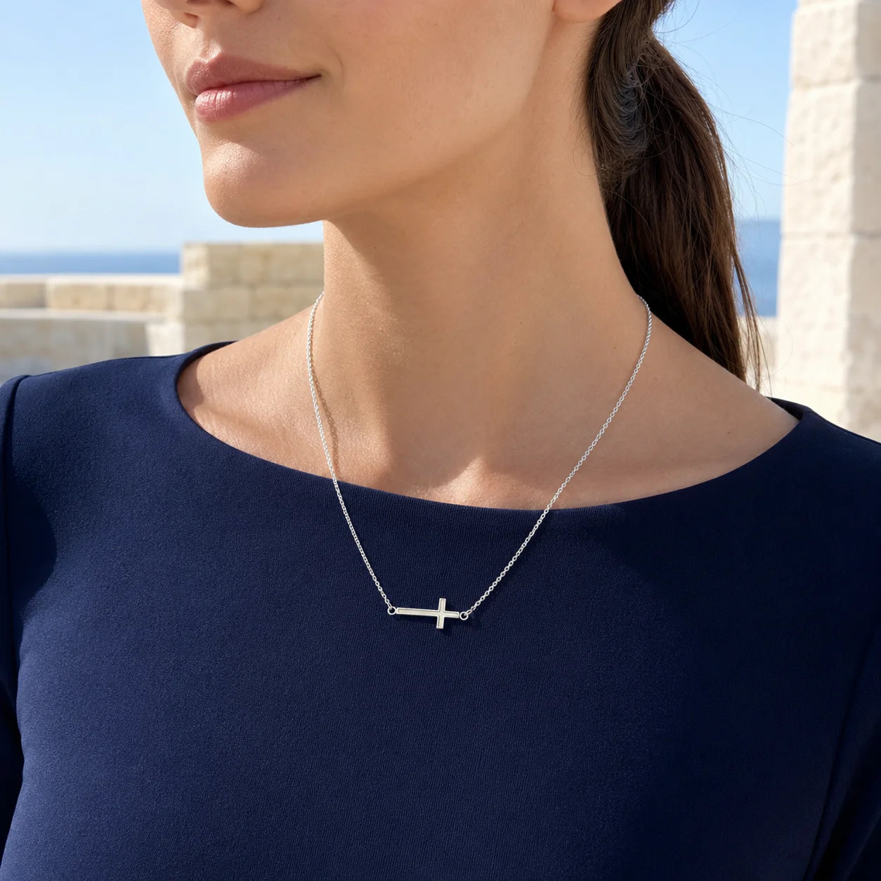 925 Silver Plated Simple Cross Necklace – Minimalist Women’s Jewelry