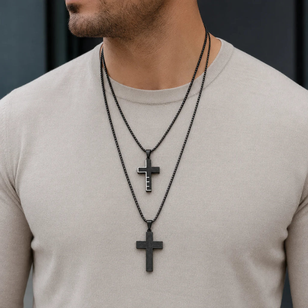 Classic Stainless Steel Bible Cross Pendant Necklace – Christian Faith Jewelry