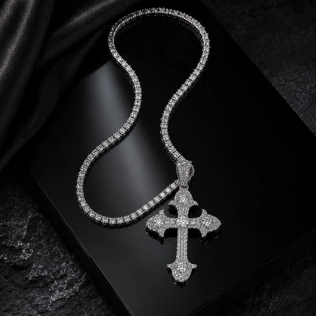 Vintage Zircon Cross Pendant – Hip Hop Full Diamond Necklace
