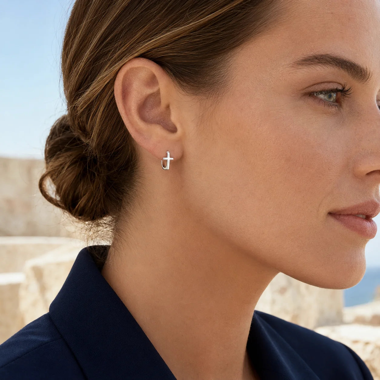 925 Sterling Silver Cross Earrings for Women