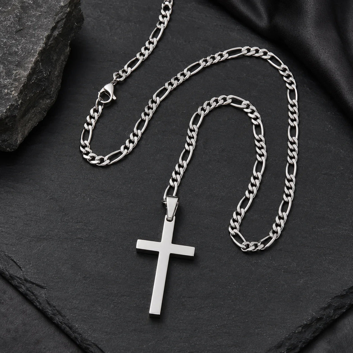 Men’s Stainless Steel Cross Pendant Necklace