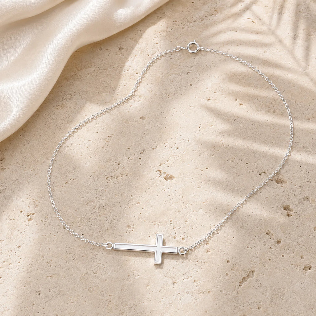 925 Silver Plated Simple Cross Necklace – Minimalist Women’s Jewelry