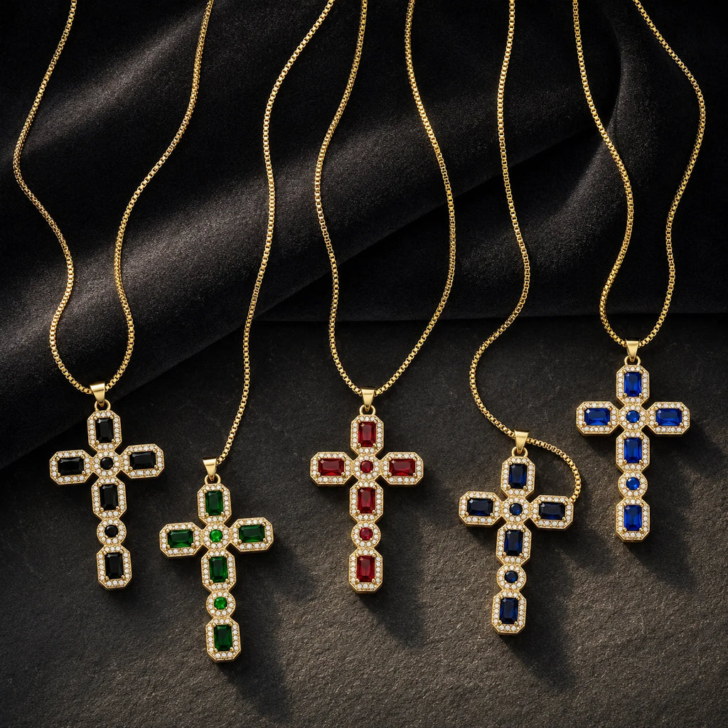 Cross Necklace with Stones