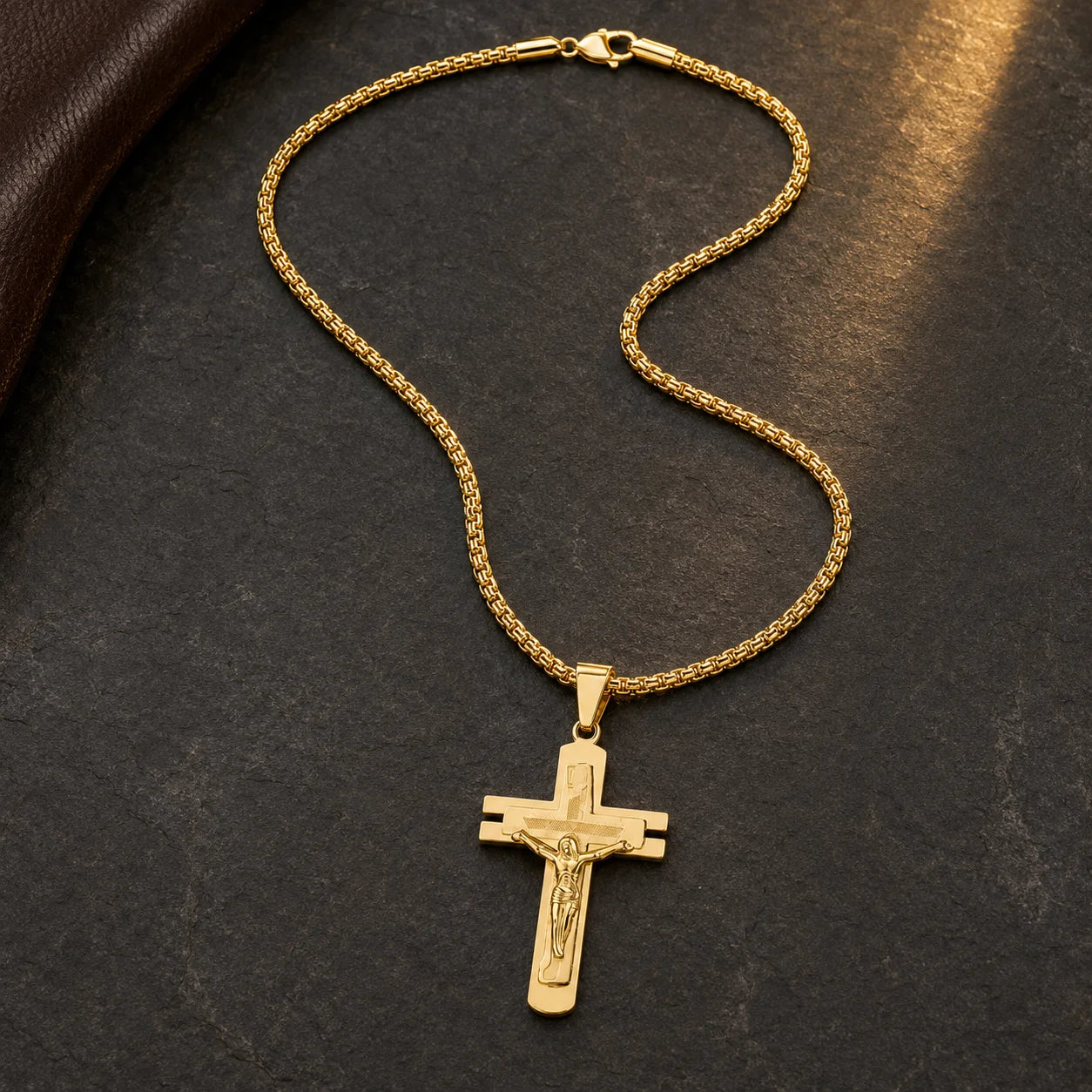 Brazilian Style Gold Plated Cross Pendant Necklace