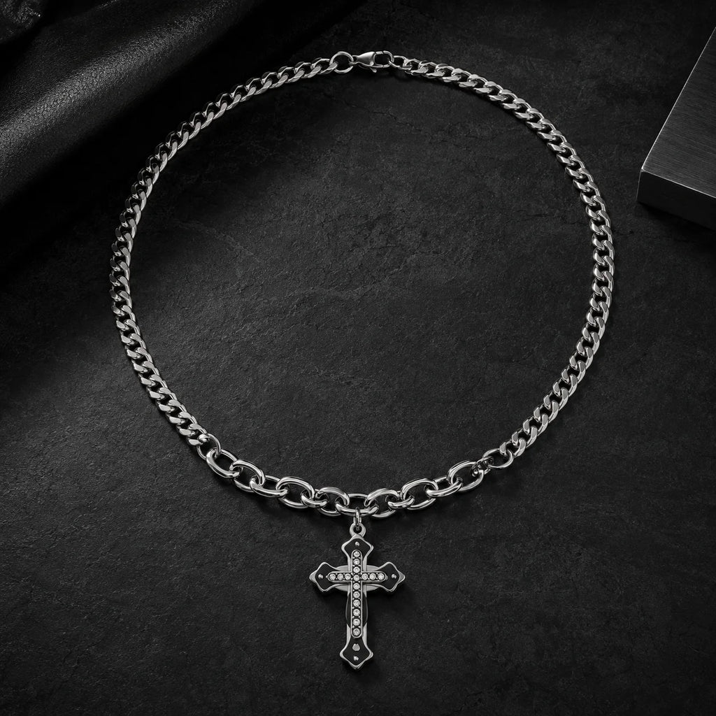 Luxury Titanium Steel Cross Clavicle Necklace – Hip Hop Men’s Jewelry