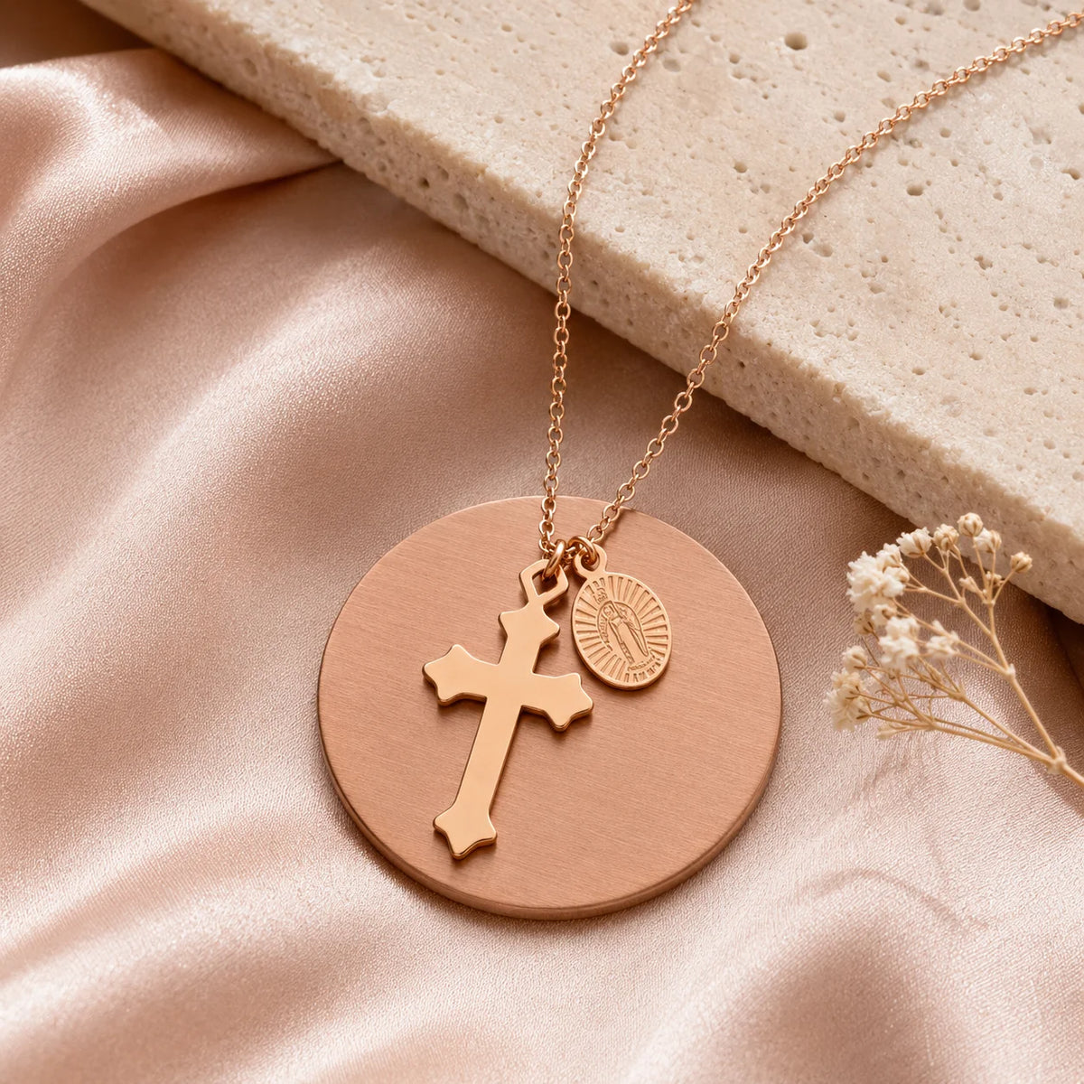 Non-Tarnish Rose Gold Cross Pendant Necklace – Stainless Steel Jewelry