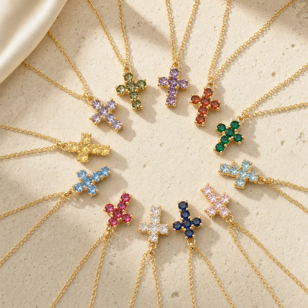 Good Luck Fashion Cross Pendant Necklace with Zircon