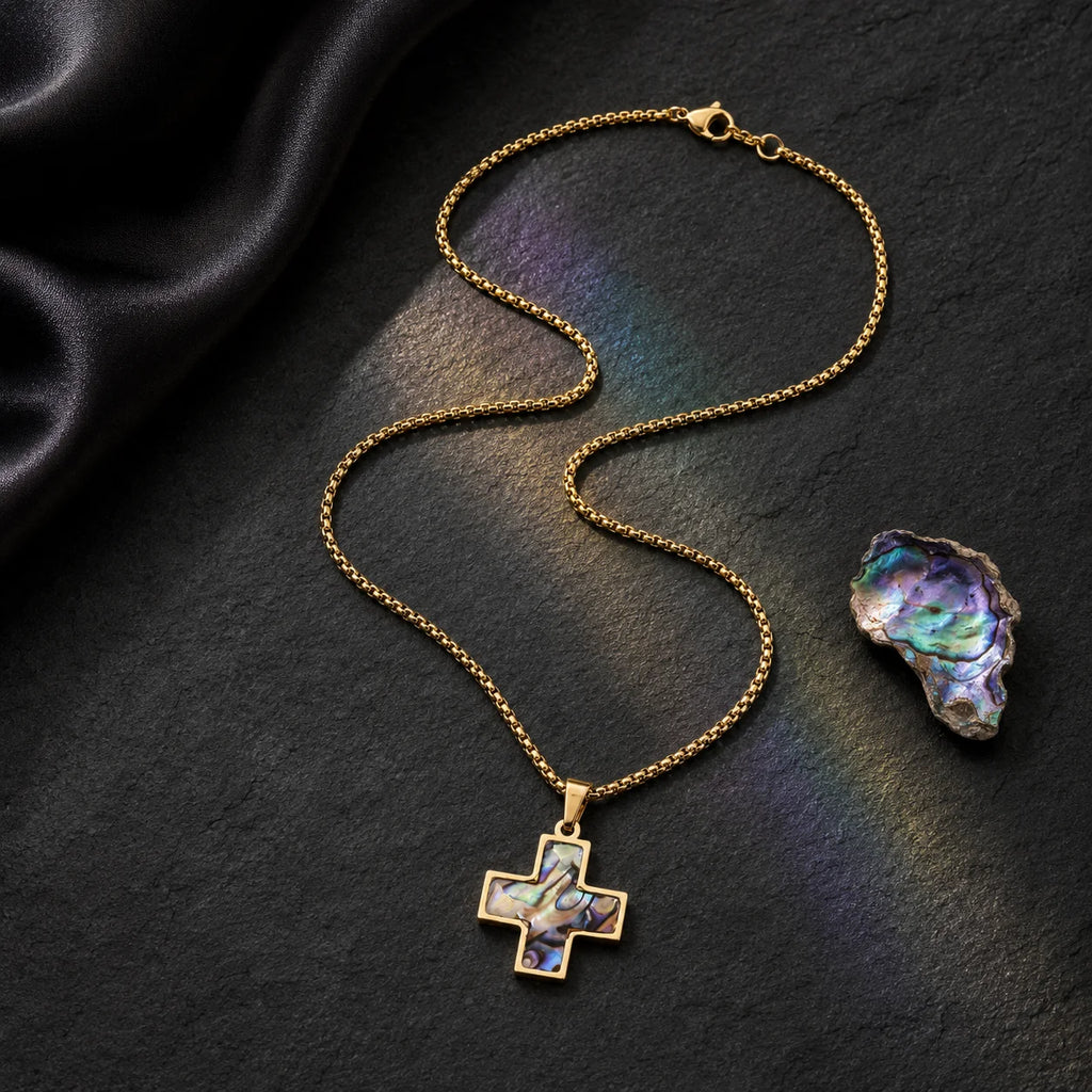 304 Stainless Steel Cross Shell Pendant Necklace – Fashion Niche Design