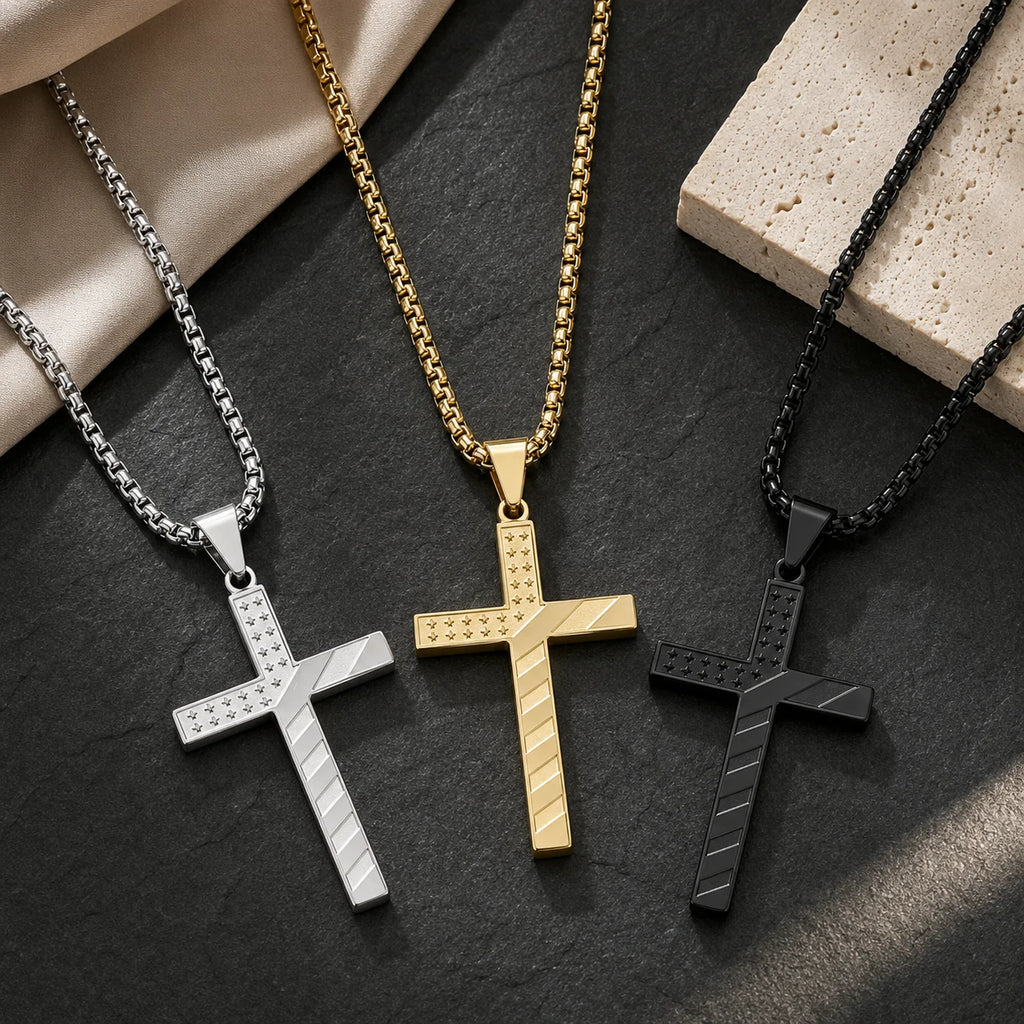 HY Dainty Cross Stainless Steel Choker Necklace for Men & Women
