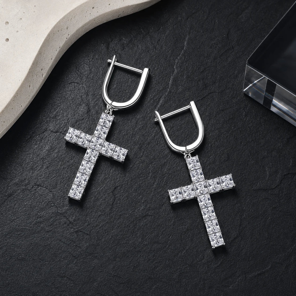 Luoteemi Square Zircon Clip Earrings – Fashion Stone Jewelry