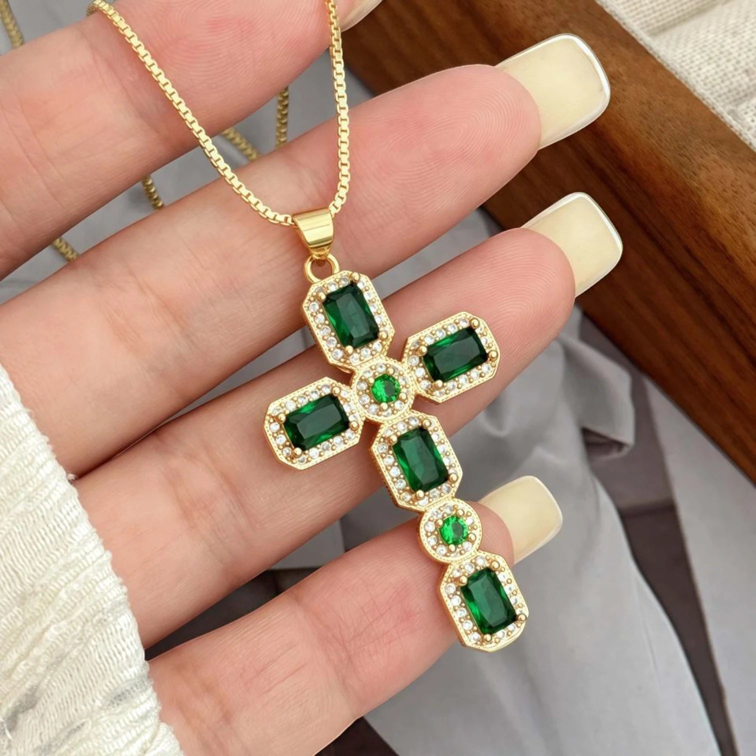 Cross Necklace with Stones