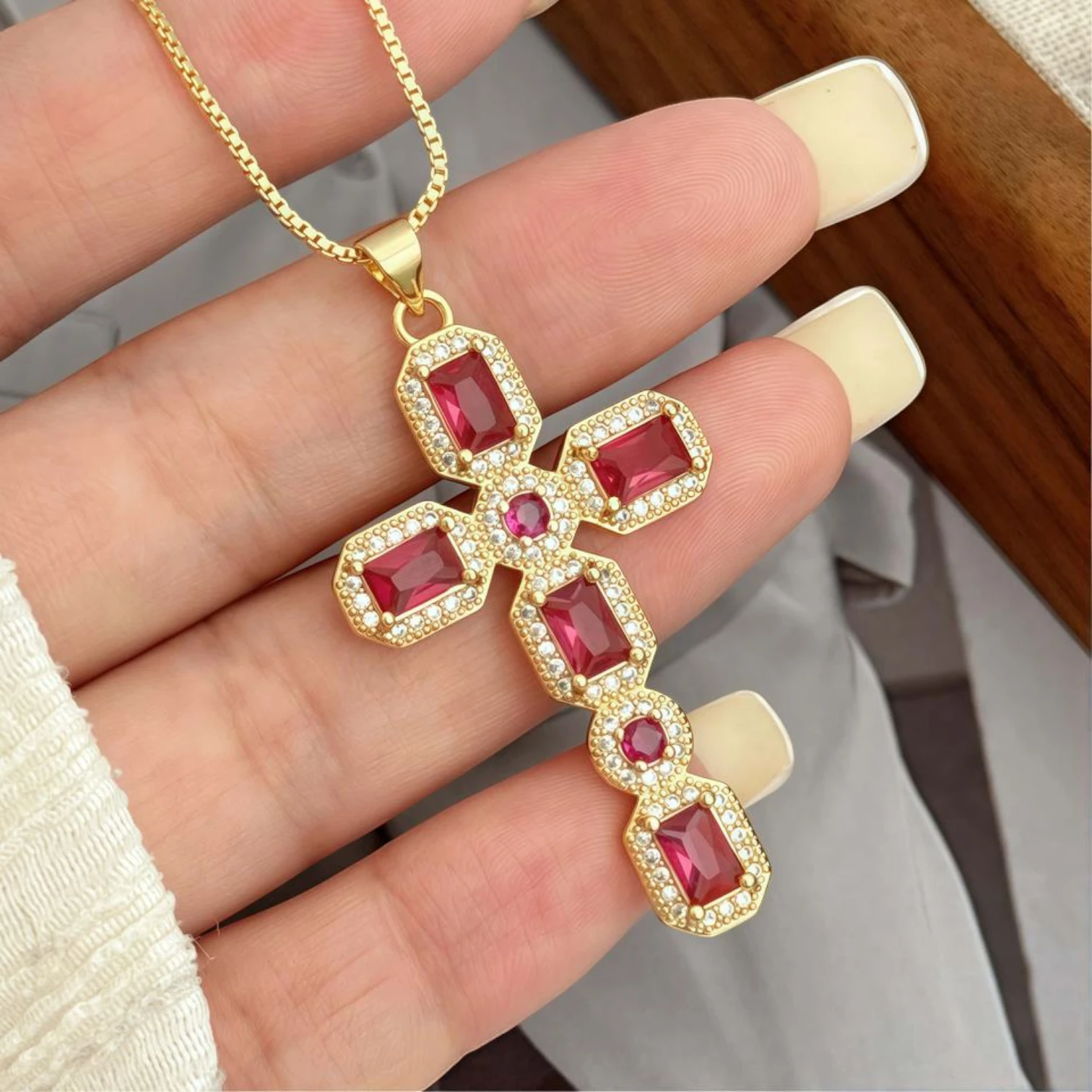 Cross Necklace with Stones