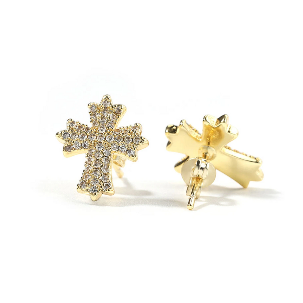 Exquisite Vintage Cross Stud Earrings – Luxury Fashion Jewelry