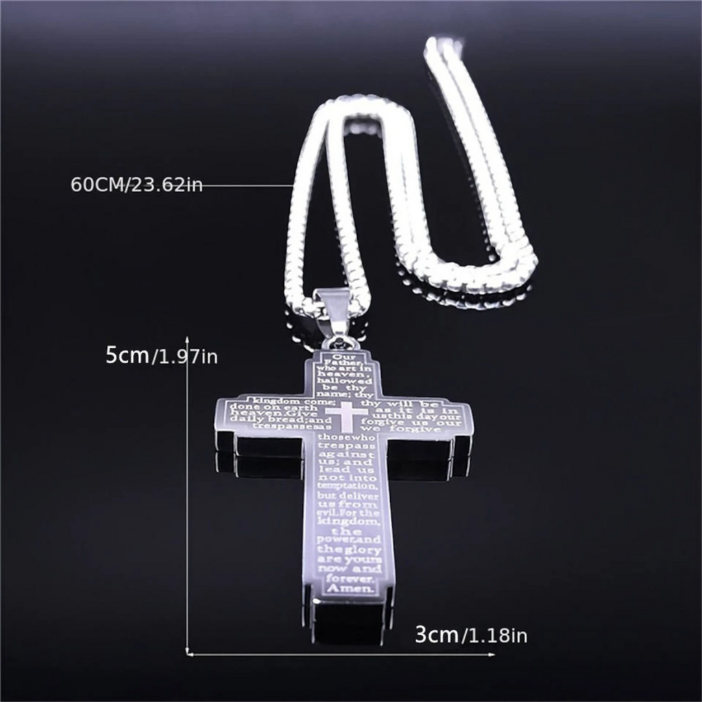 Gold & Black Stainless Steel Cross Pendant Necklace