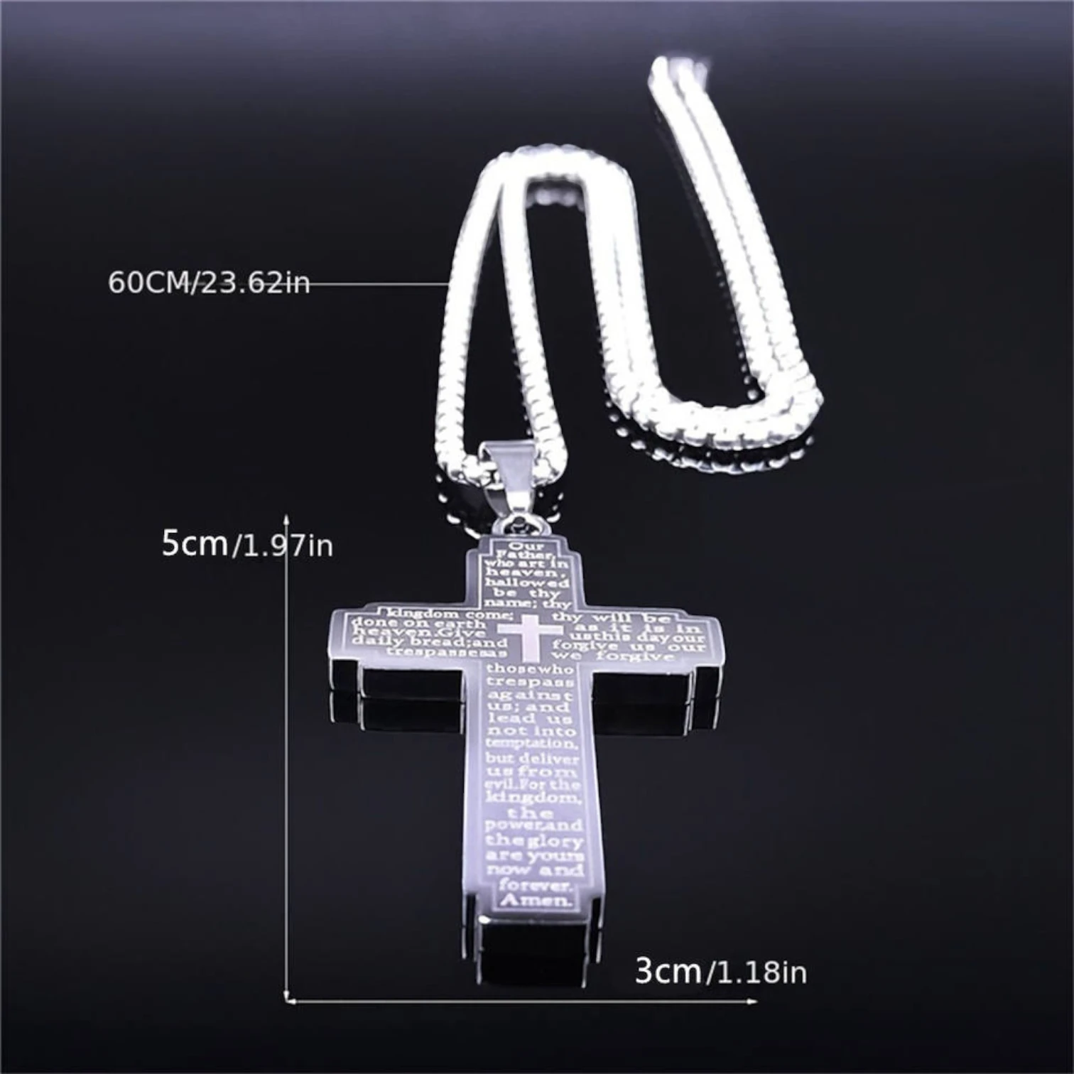 Gold & Black Stainless Steel Cross Pendant Necklace