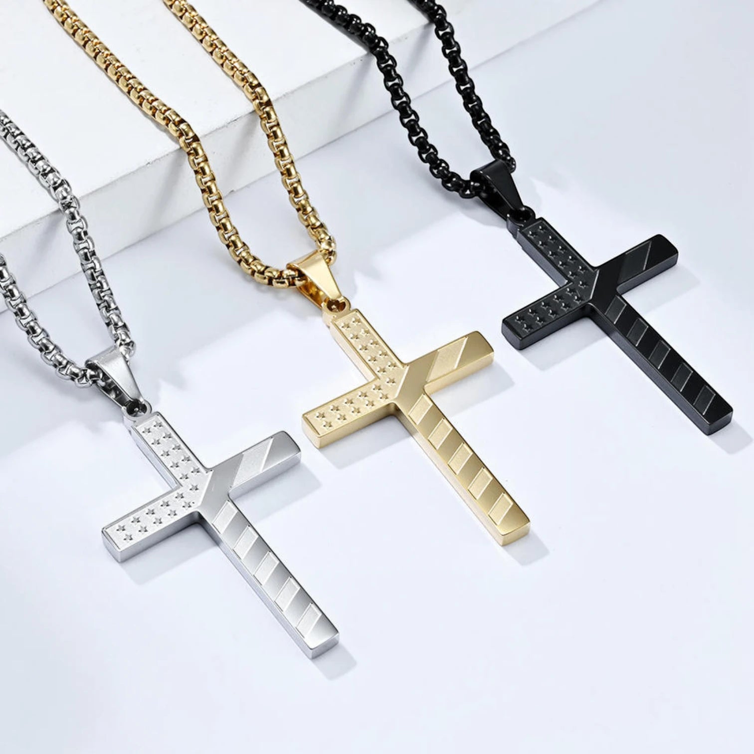 HY Dainty Cross Stainless Steel Choker Necklace for Men & Women