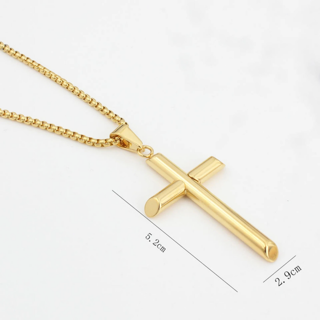HY Minimalist Black Cross Necklace for Men – Stainless Steel Pendant