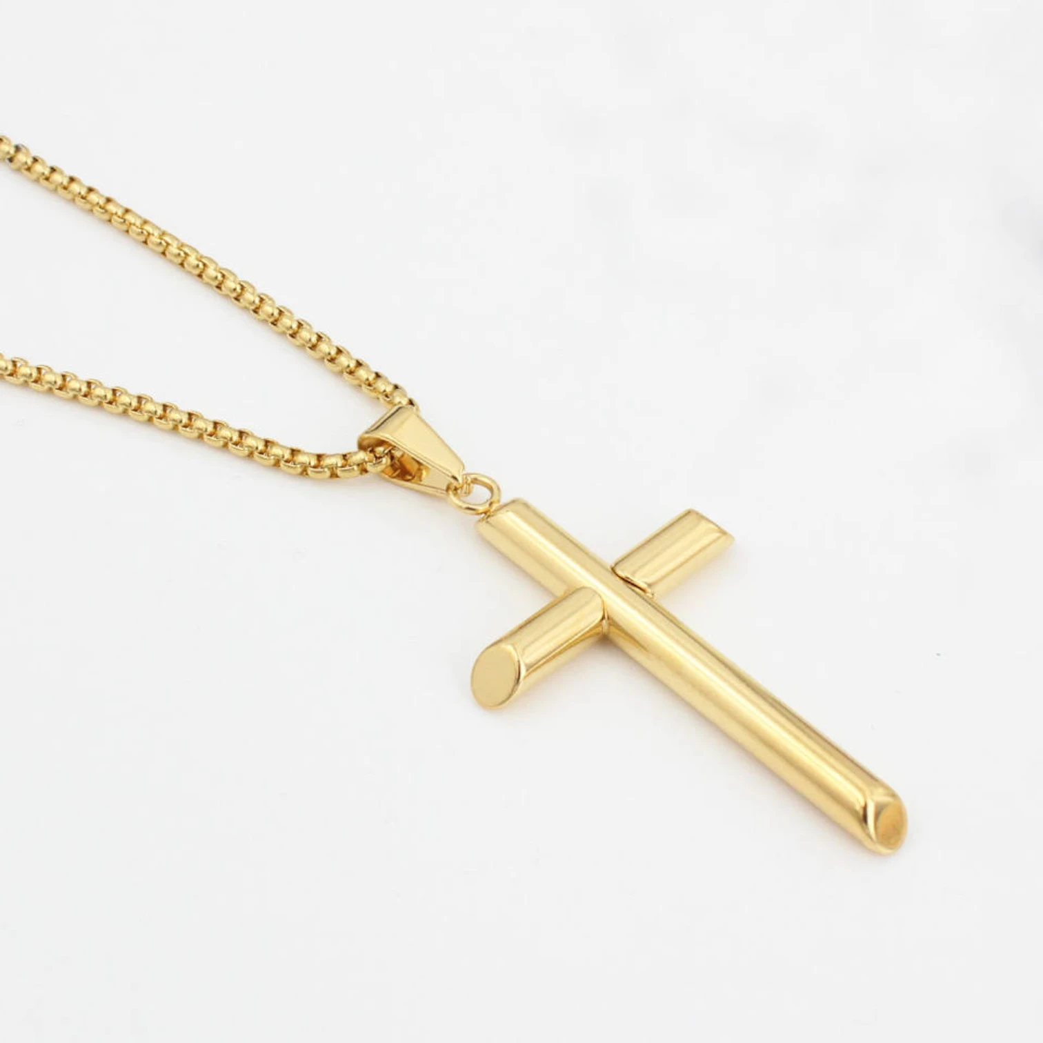 HY Minimalist Black Cross Necklace for Men – Stainless Steel Pendant