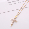High Quality Gold Cross Necklace with Sparkling Cubic Zirconia