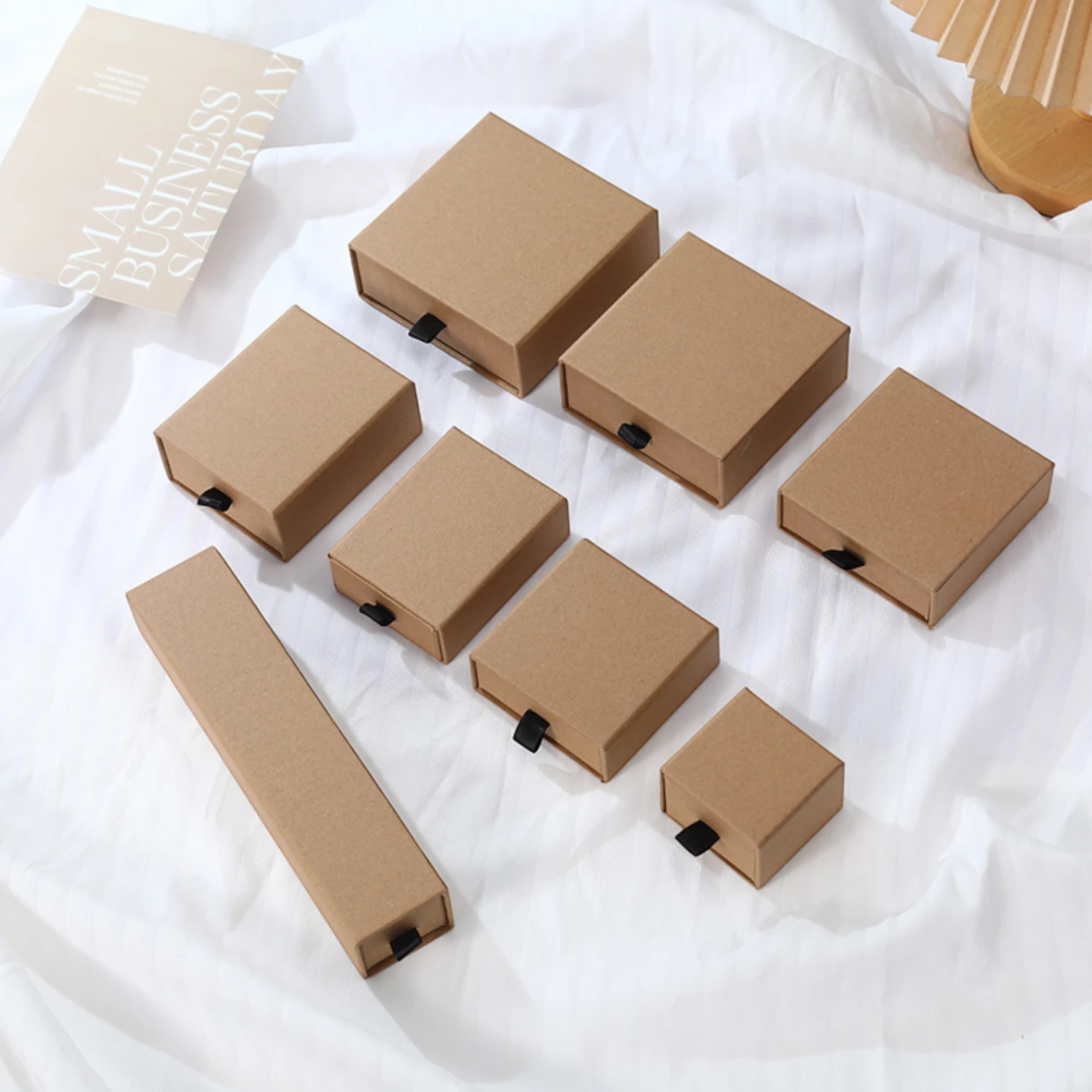 Luxury Brown Kraft Paper Jewelry Gift Box with Sliding Drawer
