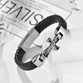 Luxury Genuine Leather Cross Cuff Bracelet for Men