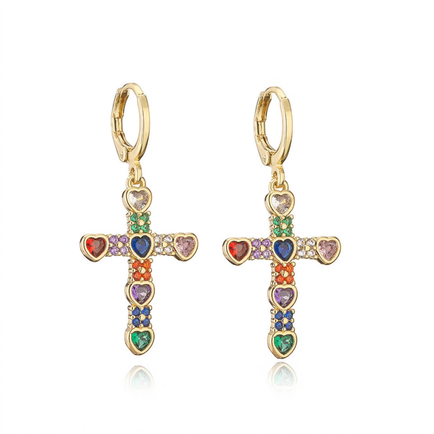 Luxury Waterproof Gold Plated Geometric Cross Hoop Earrings