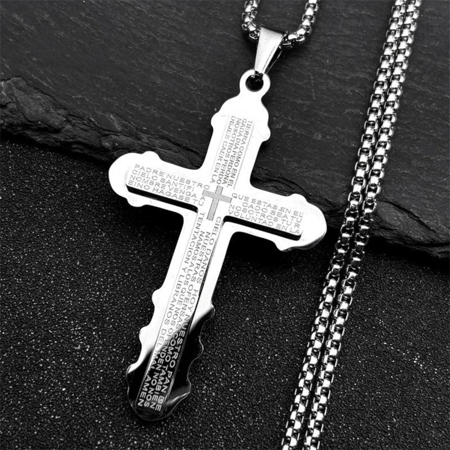 Men’s Iced Out Cross Rhinestone Pendant Necklace