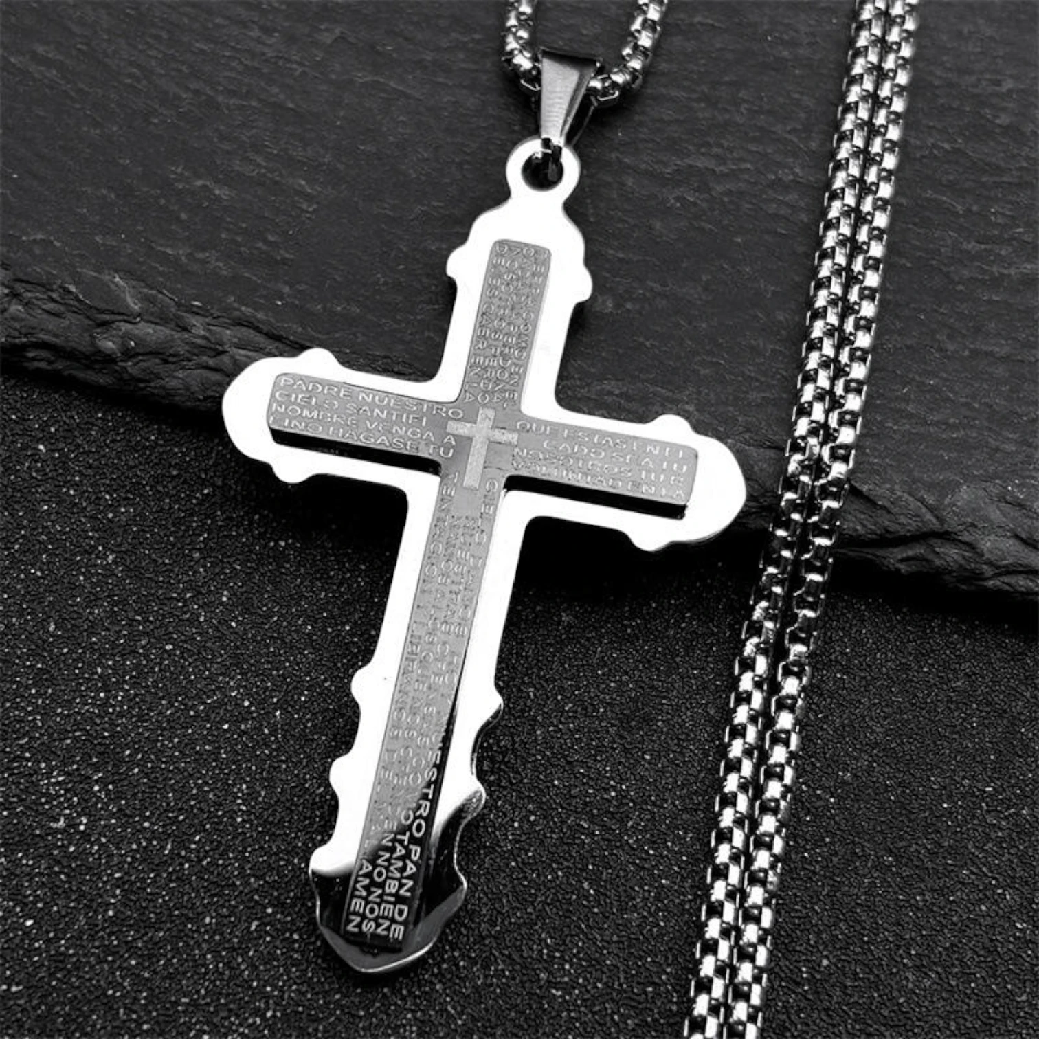 Men’s Iced Out Cross Rhinestone Pendant Necklace