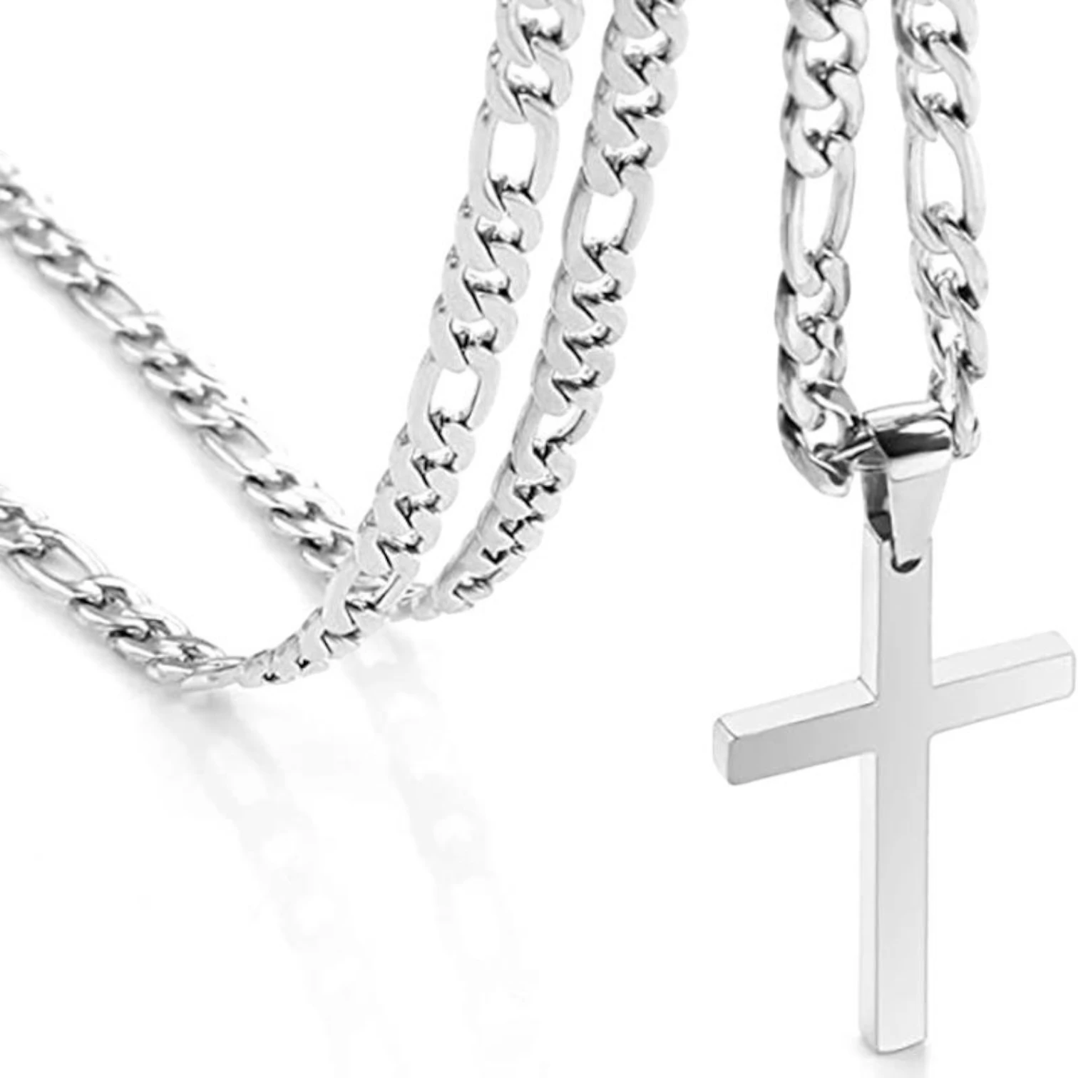 Men’s Stainless Steel Cross Pendant Necklace