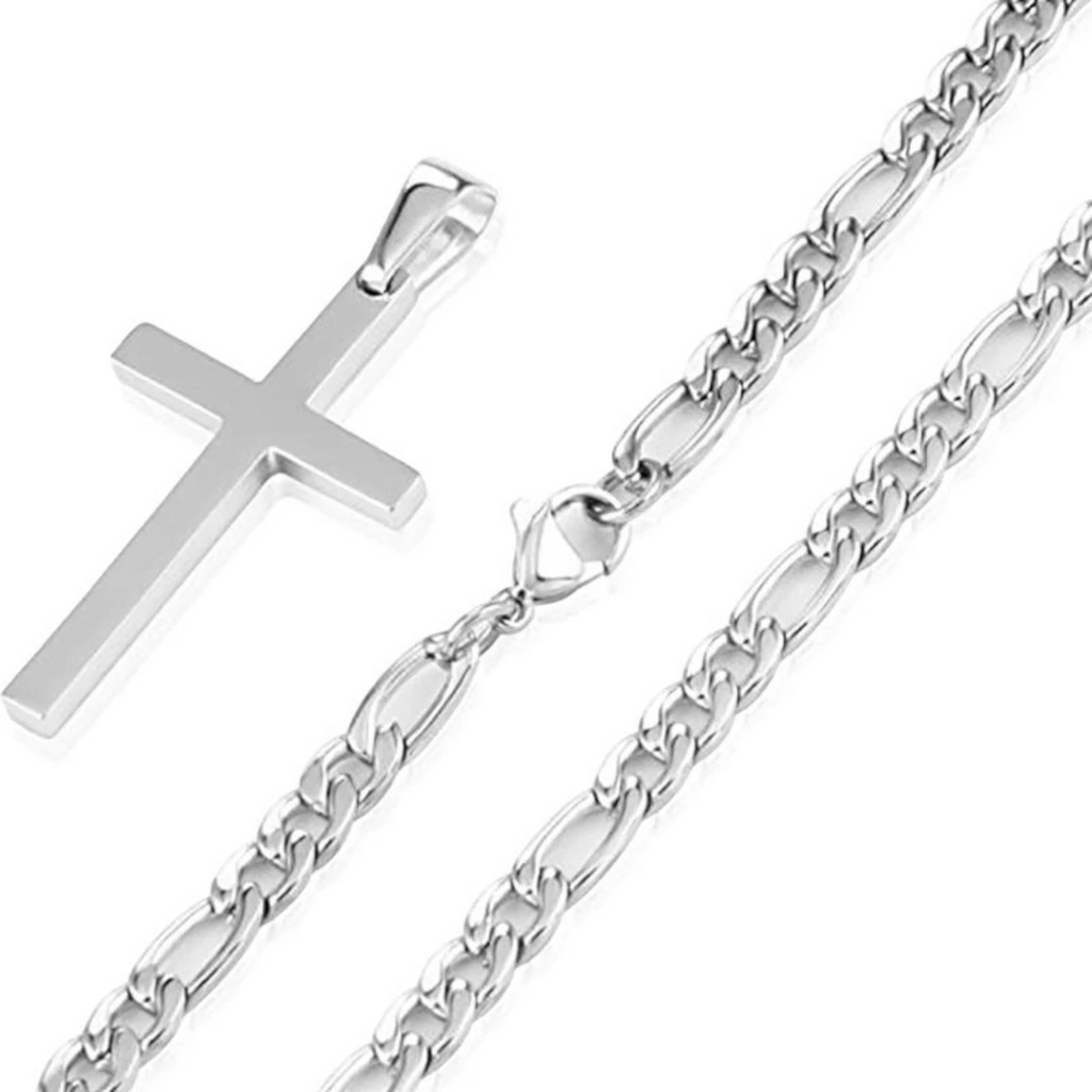 Men’s Stainless Steel Cross Pendant Necklace
