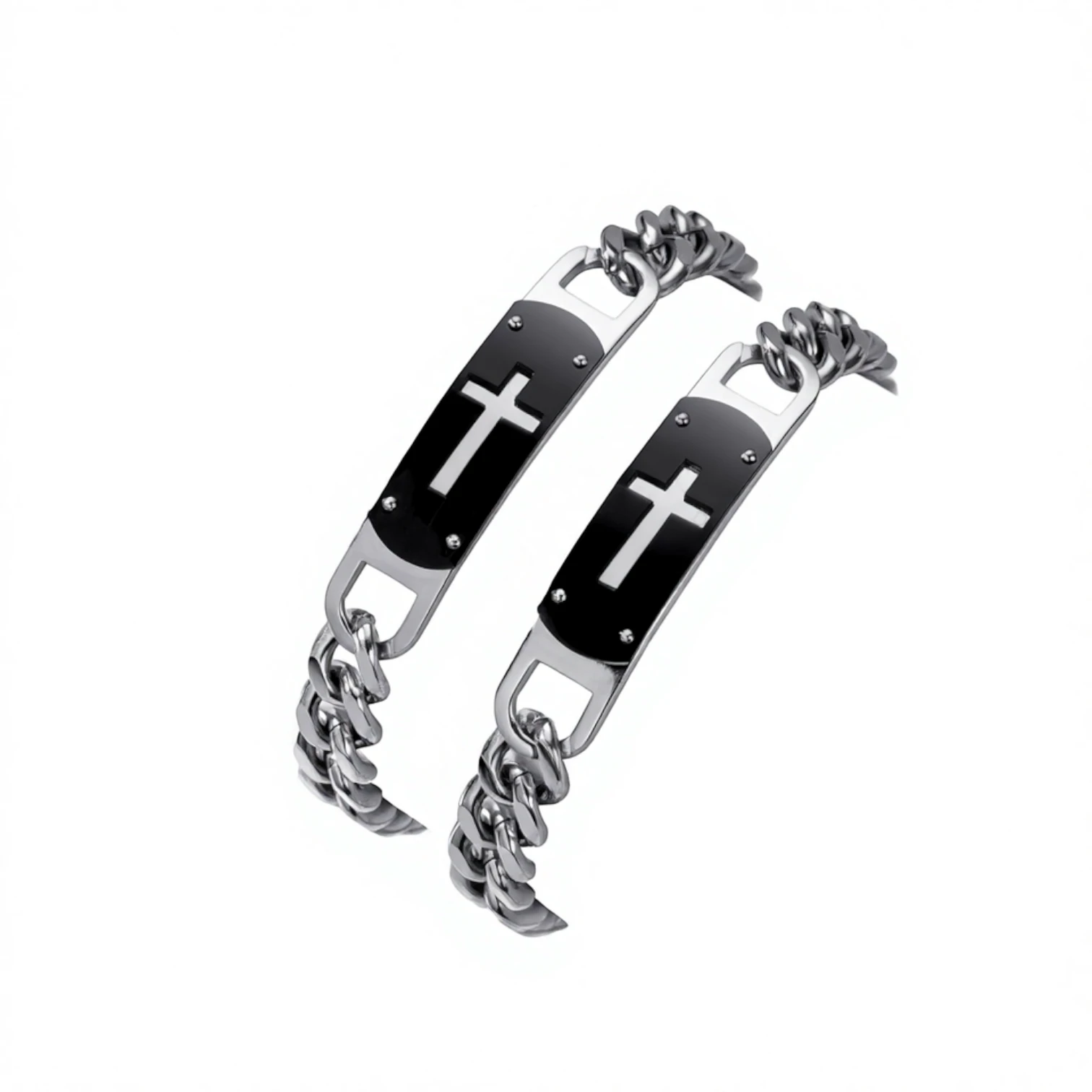 Men’s Stainless Steel Faith Cross Bracelet with Natural Stone