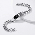 Men’s Stainless Steel Faith Cross Bracelet with Natural Stone