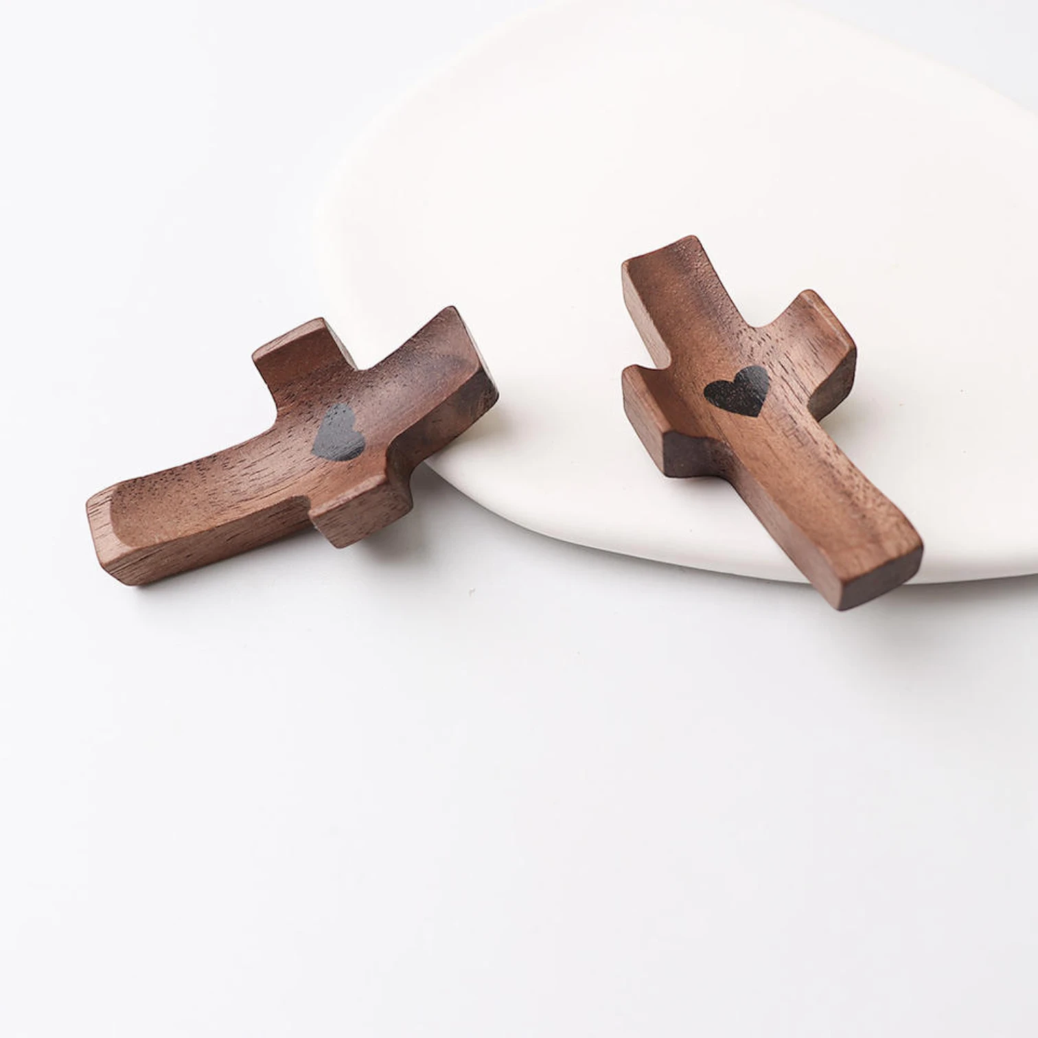 Mini Walnut Wooden Crosses – Pocket Prayer & Stress Relief
