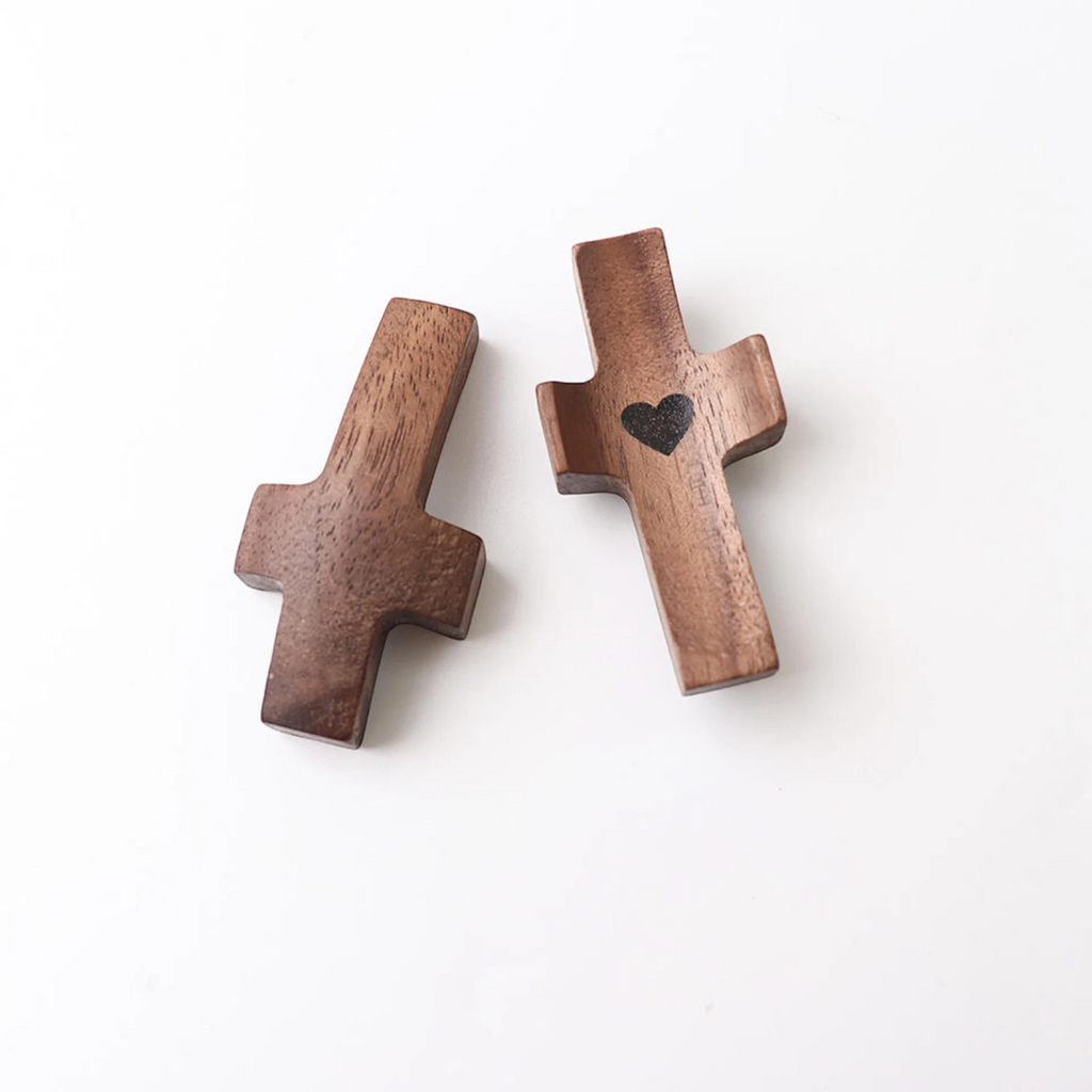 Mini Walnut Wooden Crosses – Pocket Prayer & Stress Relief