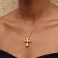 Minimalist Cross Pendant Necklace – 18K Gold Plated Stainless Steel