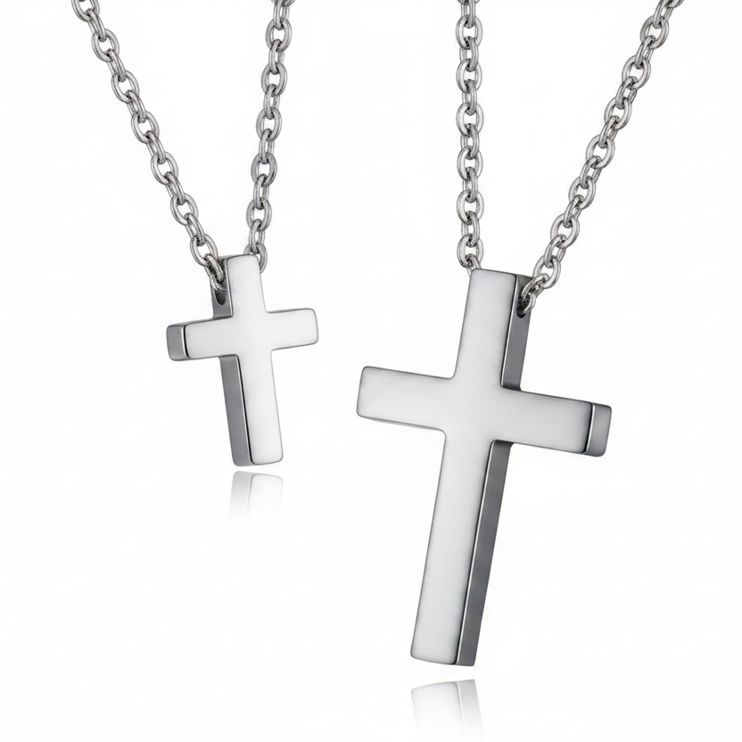 Modern Brushed Cross Pendant Necklace – Stylish Unisex Jewelry