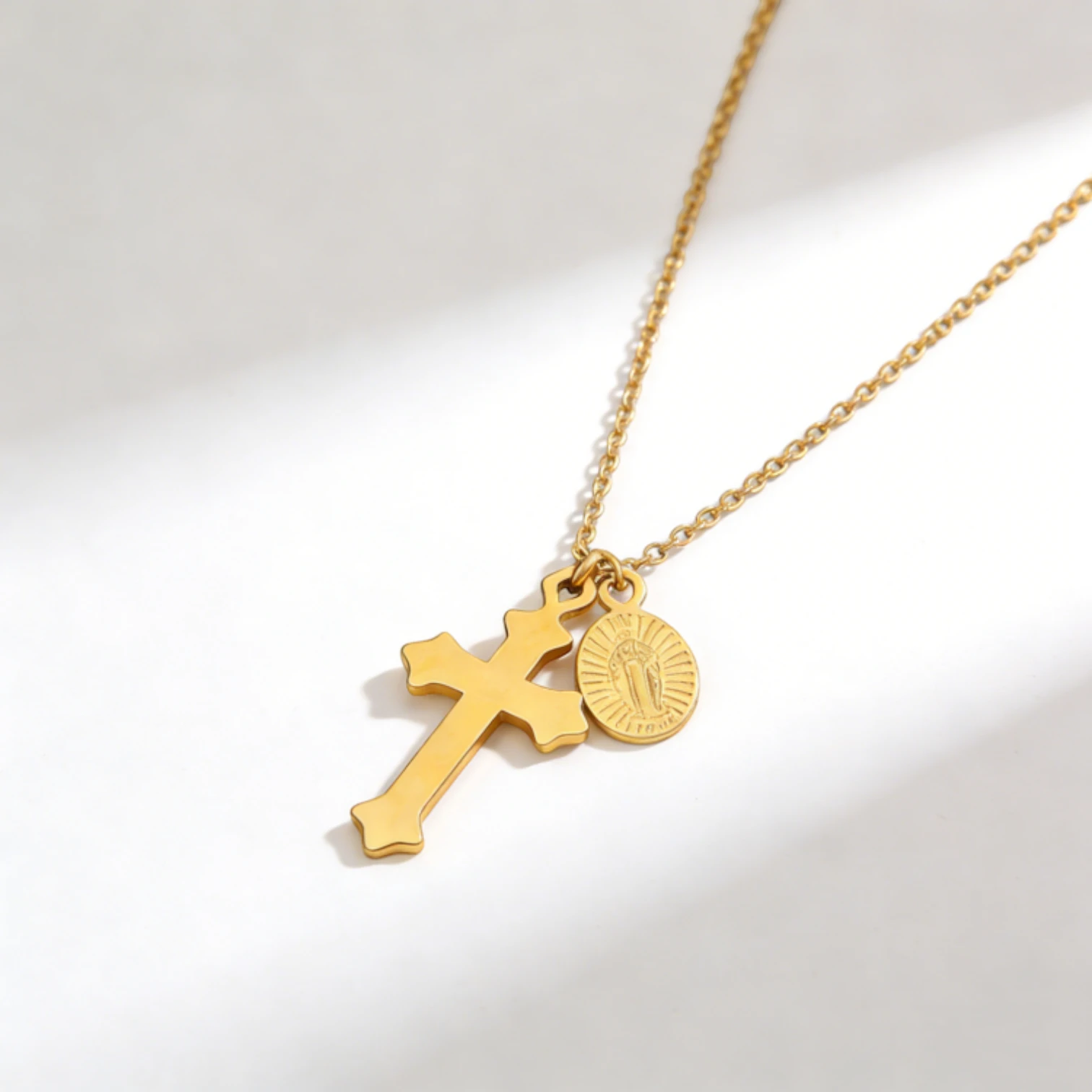 Non-Tarnish Rose Gold Cross Pendant Necklace – Stainless Steel Jewelry