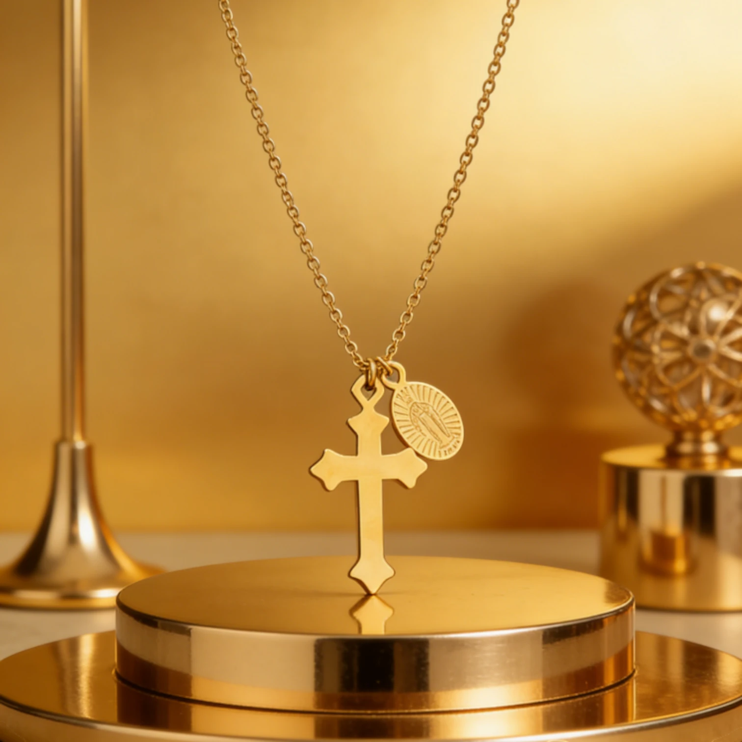 Non-Tarnish Rose Gold Cross Pendant Necklace – Stainless Steel Jewelry