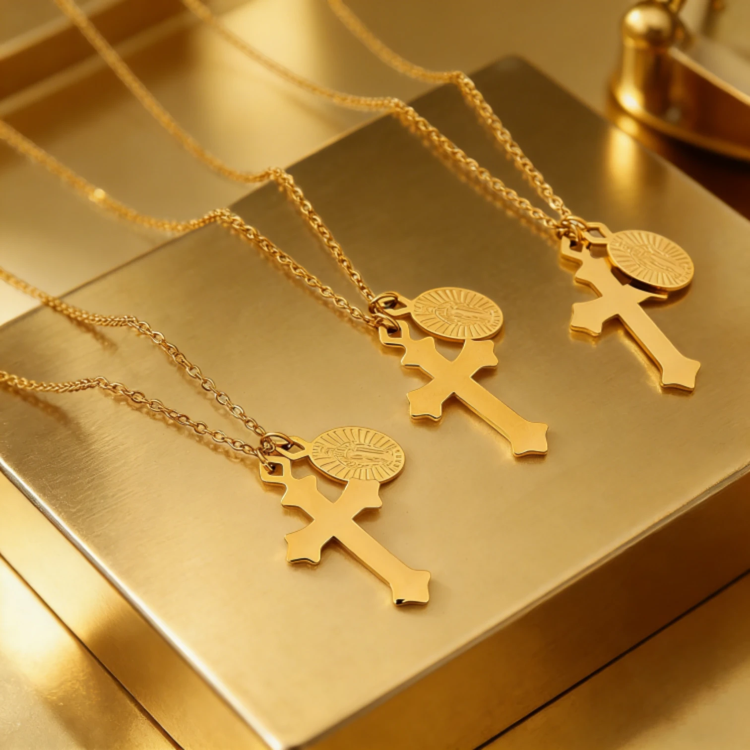 Non-Tarnish Rose Gold Cross Pendant Necklace – Stainless Steel Jewelry