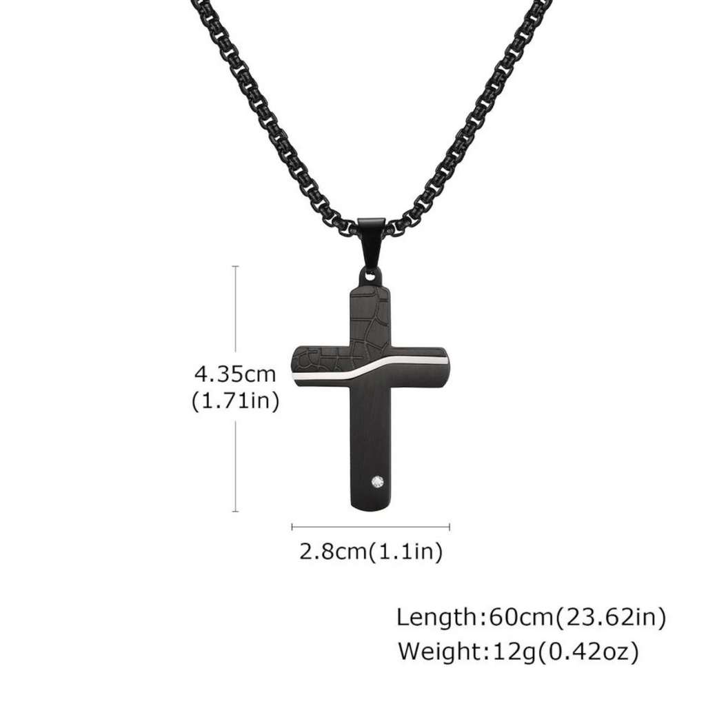 Punk Cracked Cross Pendant Necklace – Stainless Steel Zircon Jewelry