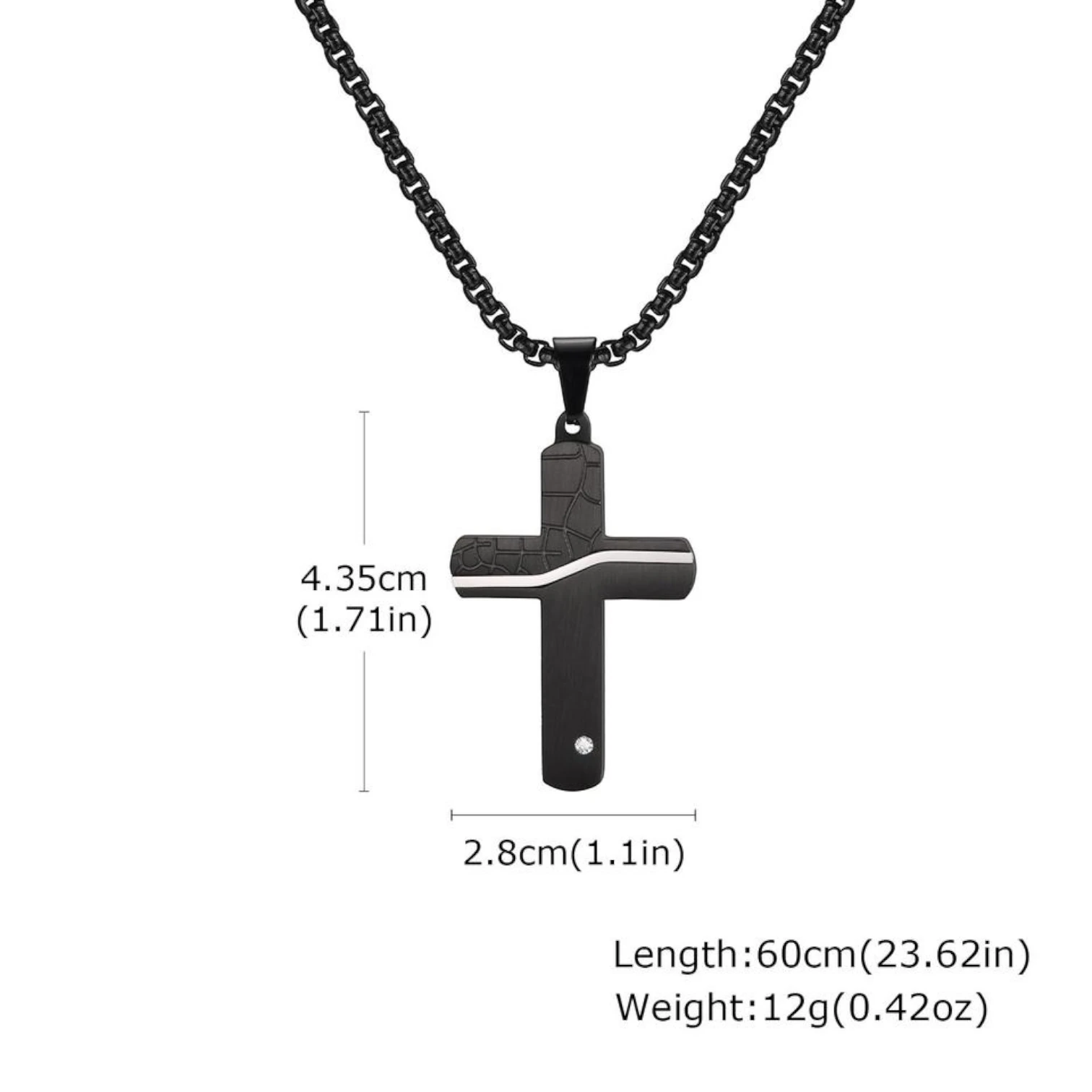 Punk Cracked Cross Pendant Necklace – Stainless Steel Zircon Jewelry