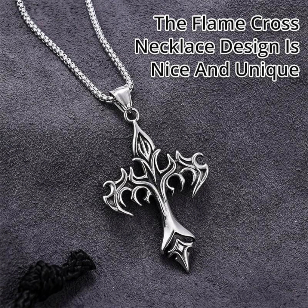 Silver Stainless Steel Cross Necklace – Gothic Christian Style