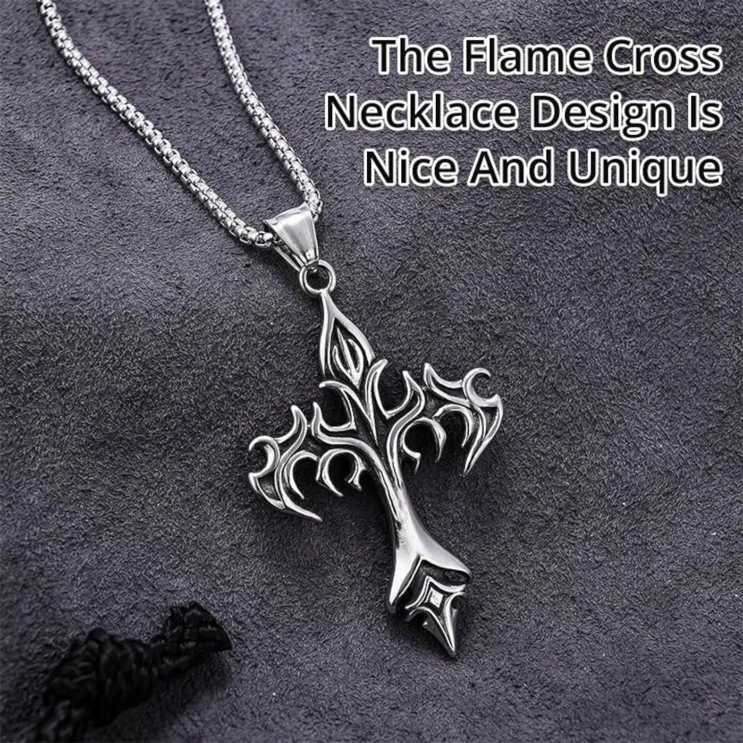 Silver Stainless Steel Cross Necklace – Gothic Christian Style