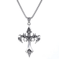 Silver Stainless Steel Cross Necklace – Gothic Christian Style