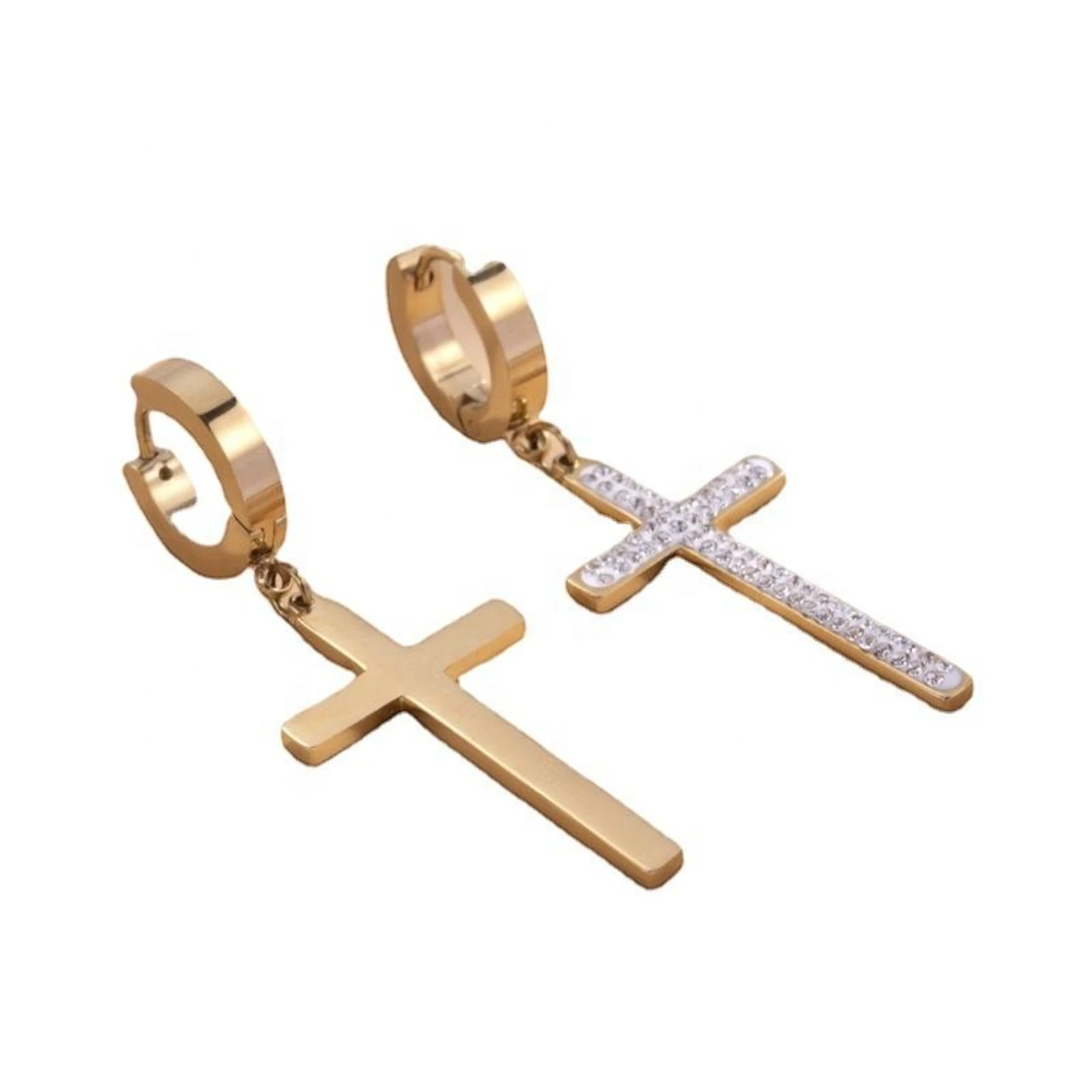Sparkling Rhinestone Cross Hoop Earrings – Trendy CZ Crystal Jewelry