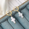 Stylish Baroque Cross Freshwater Pearl Earrings – Copper Jewelry