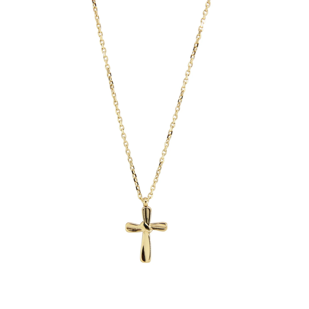 Trendy 14K Gold Plated Stainless Steel Cross Pendant Necklace