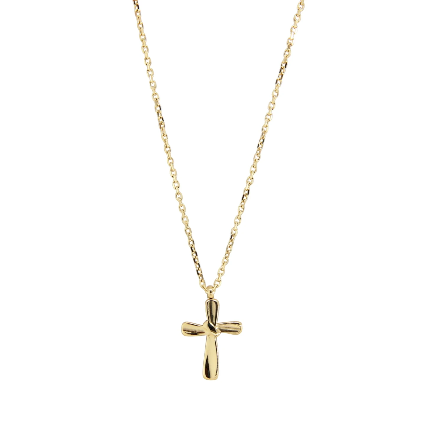 Trendy 14K Gold Plated Stainless Steel Cross Pendant Necklace