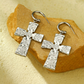Trendy Waterproof Stainless Steel Cross & Chrome Heart Hoop Earrings
