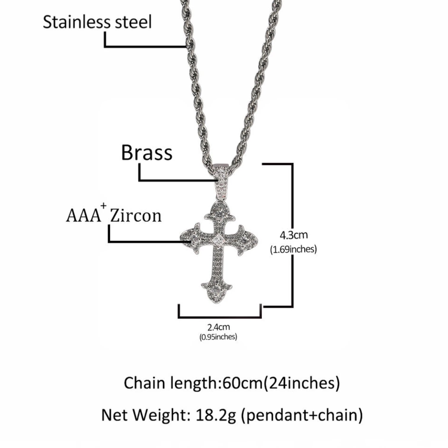 Vintage Zircon Cross Pendant – Hip Hop Full Diamond Necklace